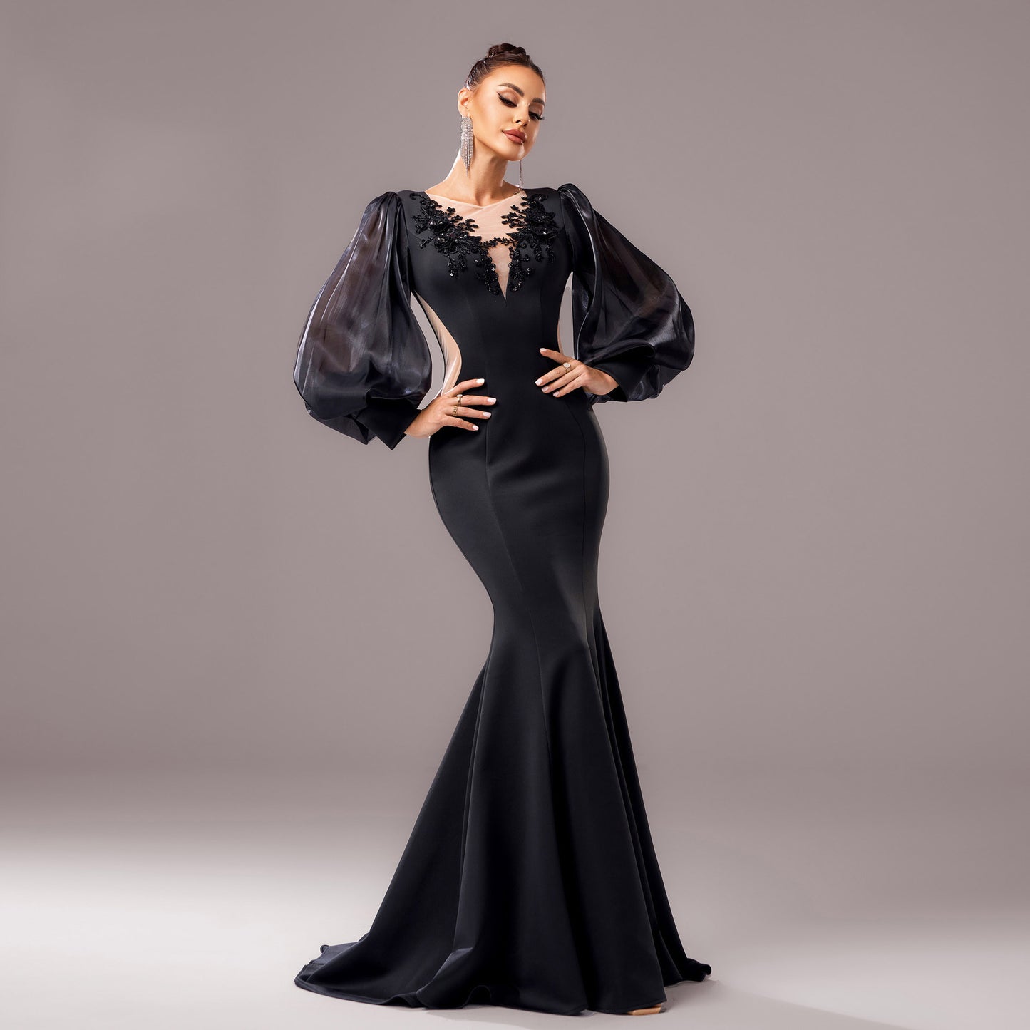 Women's Elegant Fishtail Formal Dress with Applique Detail Polyester 3