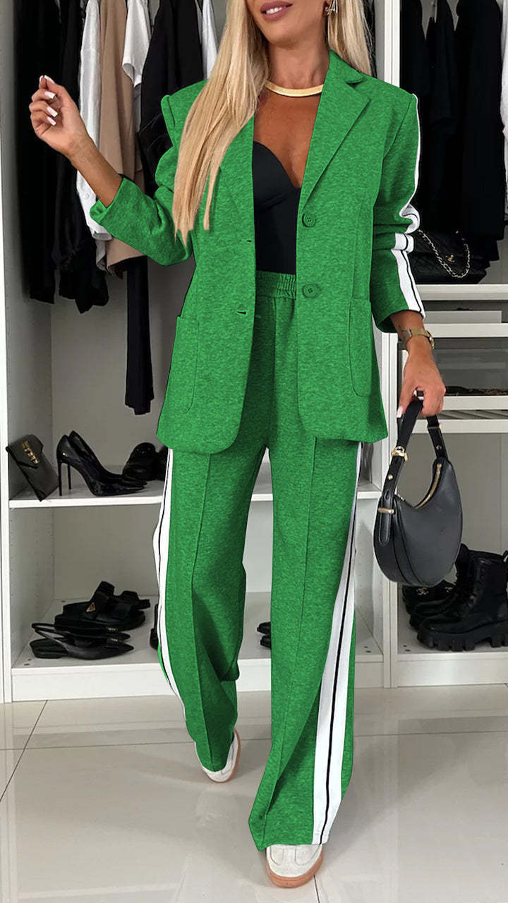 Women's Elegant Long Sleeve Casual Suit with Notched Collar 3
