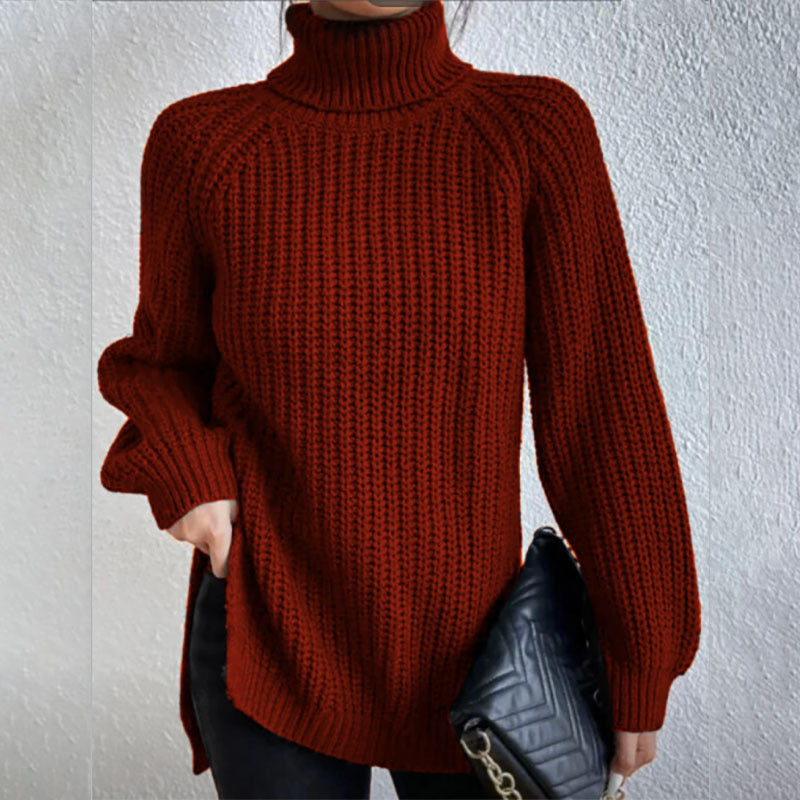 Women's Elegant High Neck Sweater Comfortable Wool Blend 13