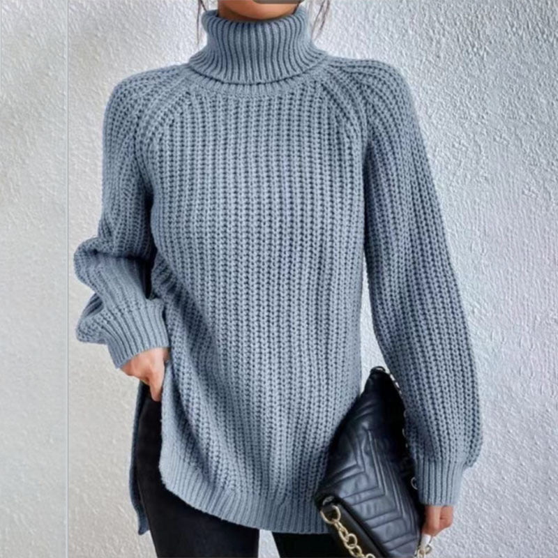 Women's Elegant High Neck Sweater Comfortable Wool Blend 9