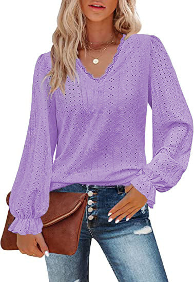 Women's Casual V-Neck T-Shirt with Geometric Pattern Cotton 13