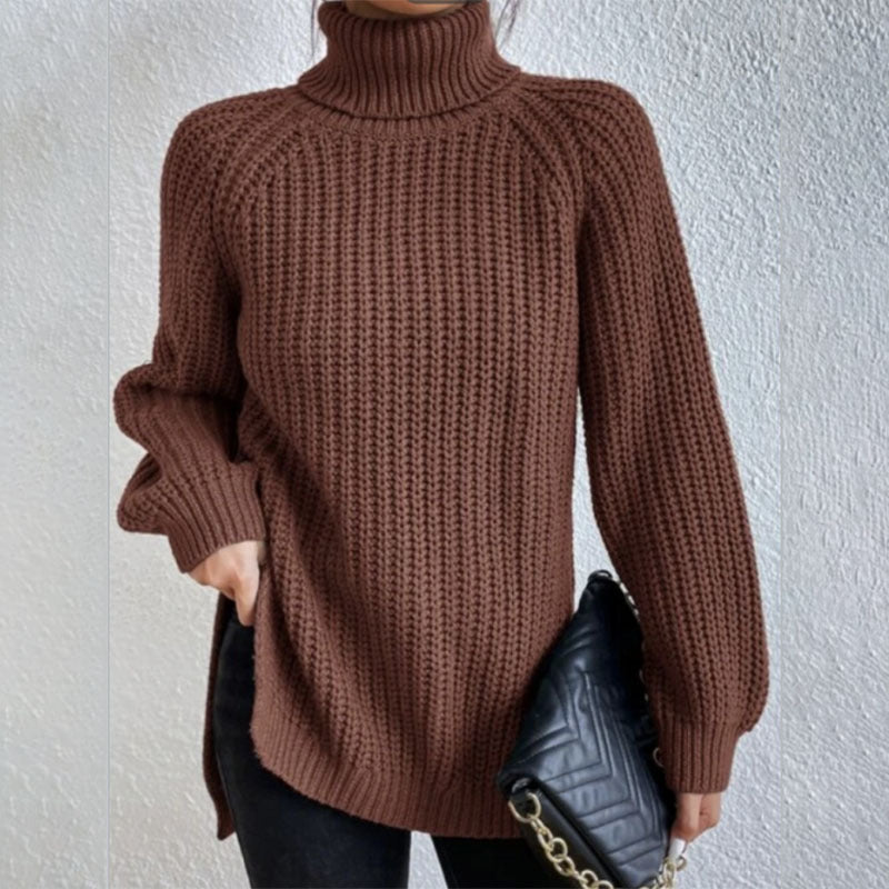Women's Elegant High Neck Sweater Comfortable Wool Blend 8