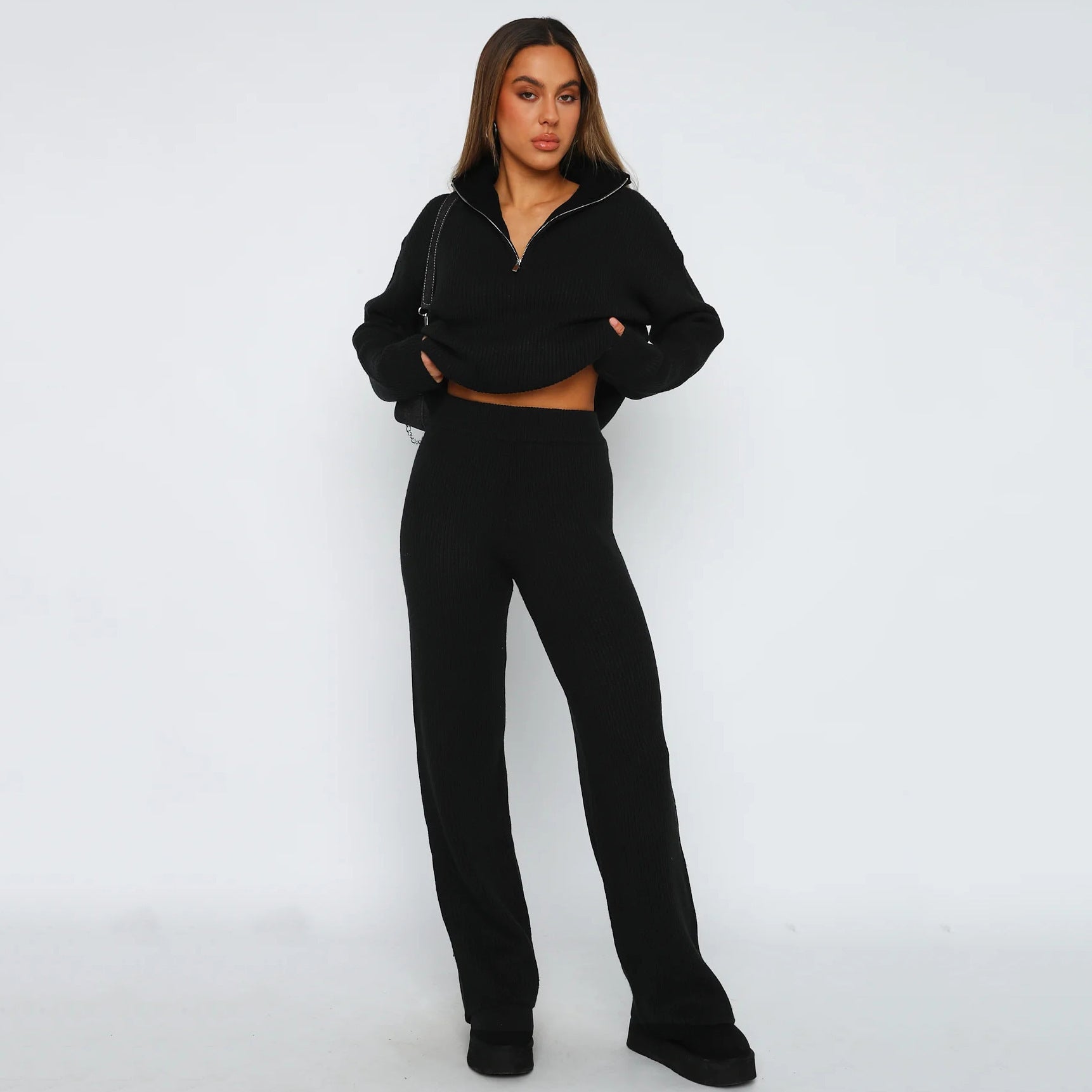 Women's Loungewear Set with Elegant Collar Soft Knit for Everyday Comfort 8