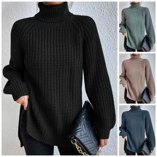 Women's Elegant High Neck Sweater Comfortable Wool Blend 1