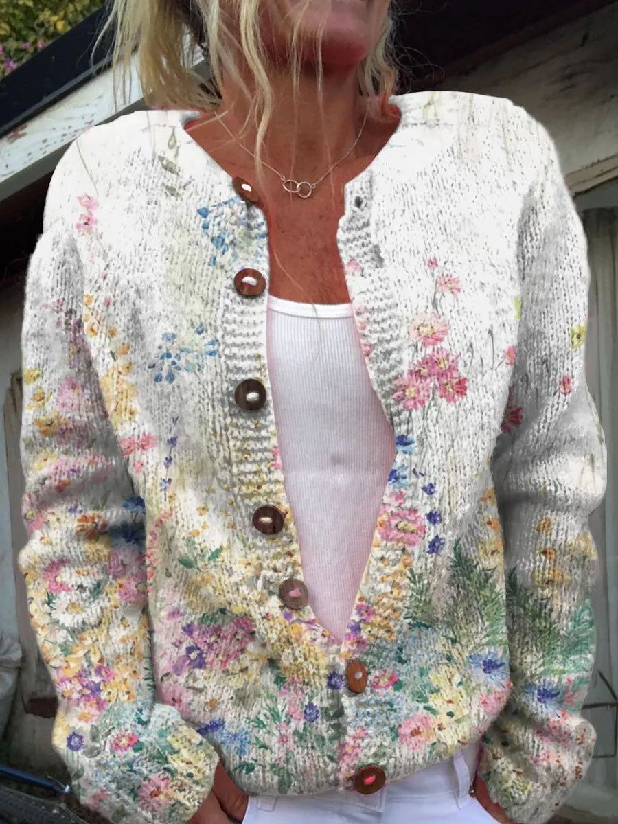 Women's 3D Printed Cardigan Sweater Knit Comfortable Modern Design 13