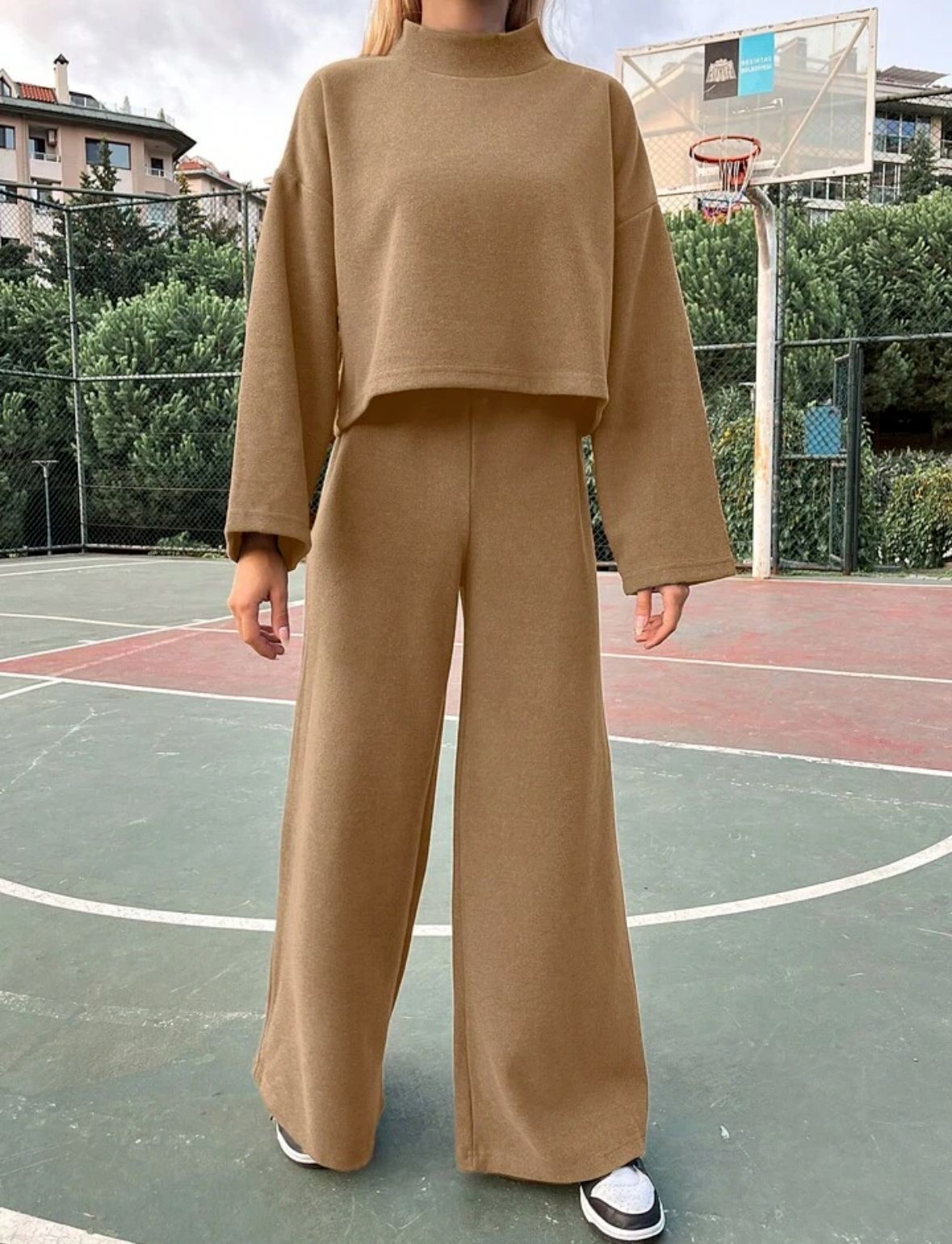 Women's Casual Knit Long Sleeve Top and Wide Leg Pants Set Comfort and Elegance 3