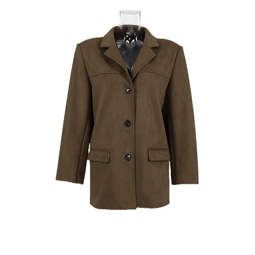 Women's Retro Design Overcoat with Folded Collar Elegant Vintage Style 8