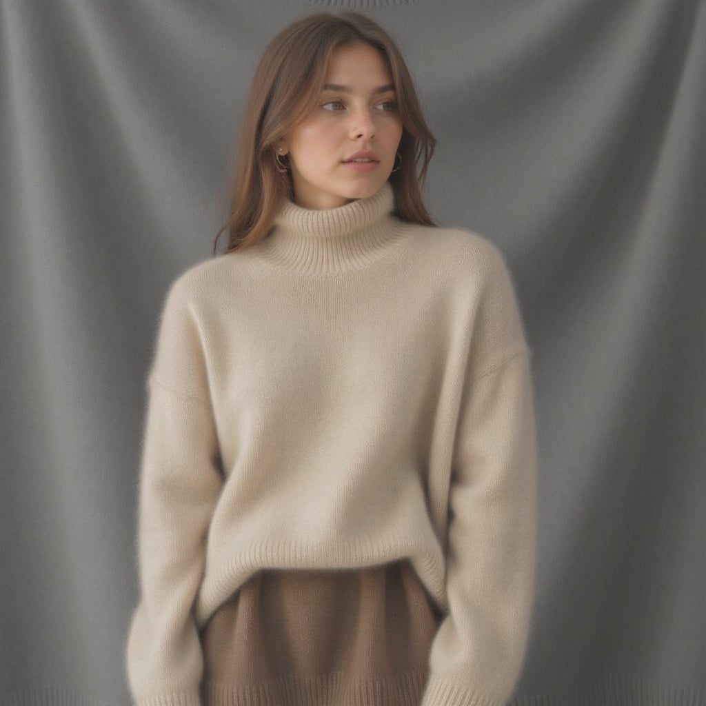 Women's Cozy Turtleneck Sweater Soft Acrylic Blend 3