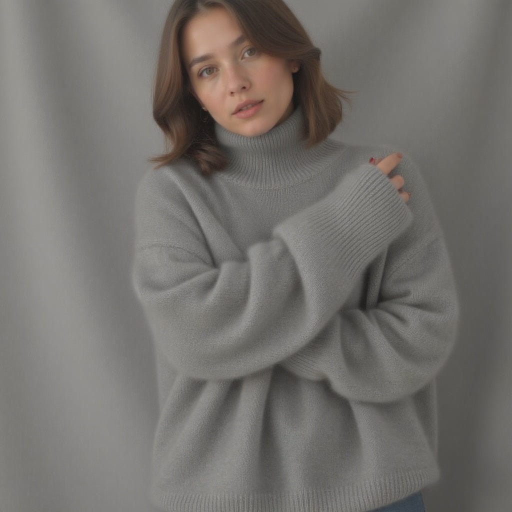 Women's Cozy Turtleneck Sweater Soft Acrylic Blend 1