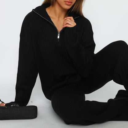 Women's Loungewear Set with Elegant Collar Soft Knit for Everyday Comfort 7