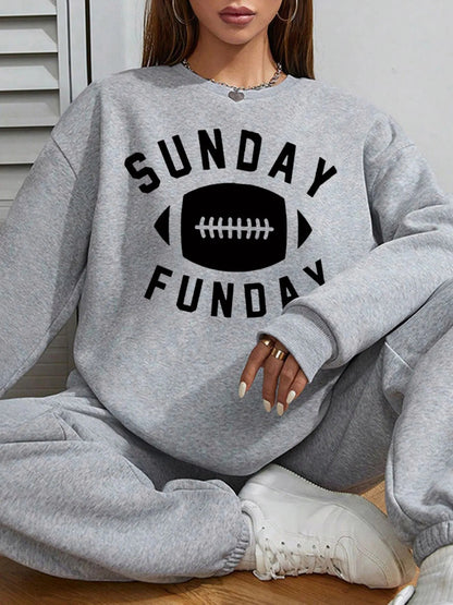 Women's Casual Pullover Sweater with American Football Print Cotton 1