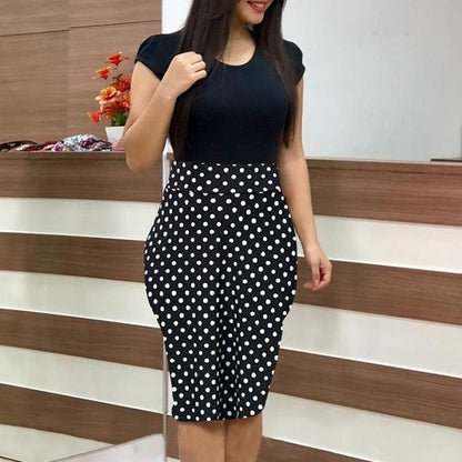 Women's Elegant Printed Midi Pencil Dress Comfortable Milk Silk 6
