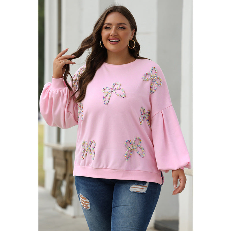 Women's Casual Loose Fit Pullover Sweatshirt with Bow Detail Polyester 7