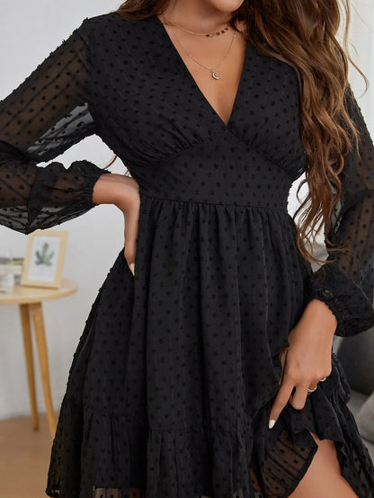 Women's Elegant Long Sleeve V-Neck Dress for Modern Style 10