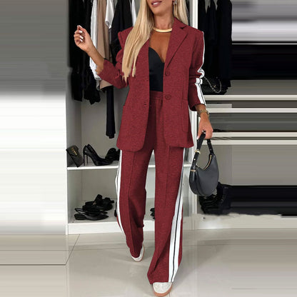 Women's Elegant Long Sleeve Casual Suit with Notched Collar 9