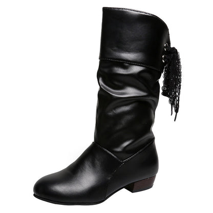Women's Mid-Calf Boots with Thick Heel PU Leather for Comfort and Style 7