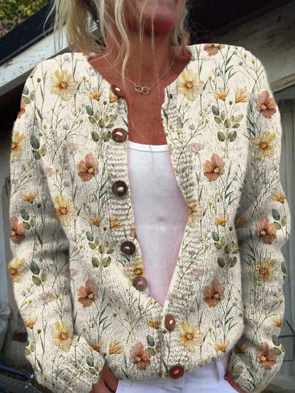 Women's 3D Printed Cardigan Sweater Knit Comfortable Modern Design 9