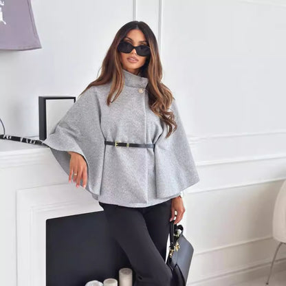 Women's Elegant Structured Poncho with Belt Modern Style 5