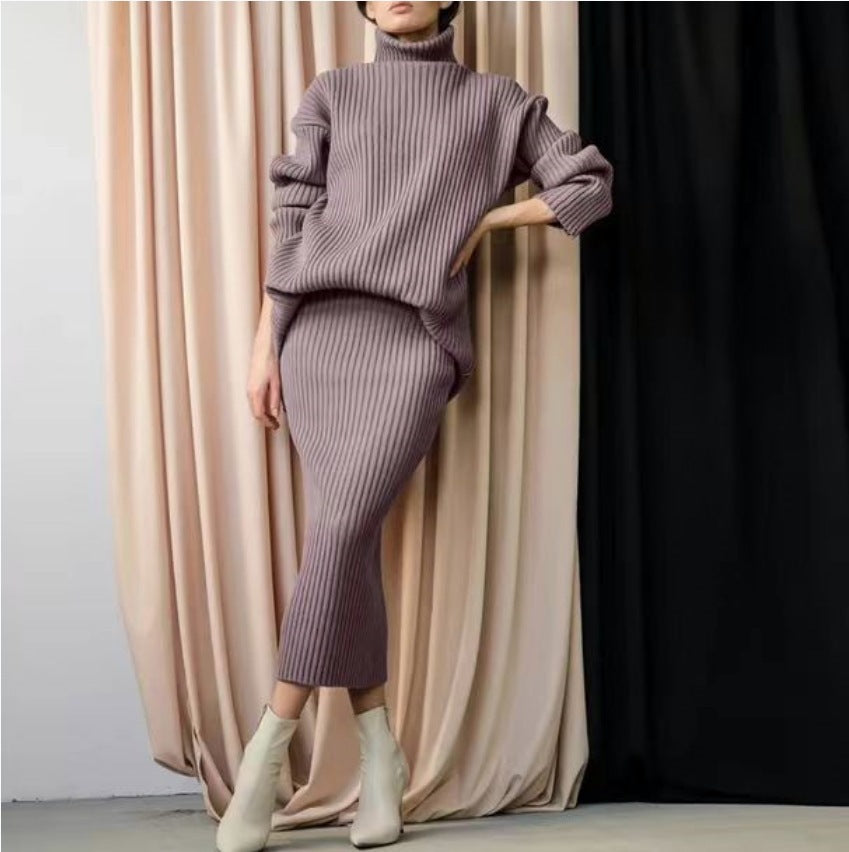 Women's Elegant Two-Piece Set with High Neck Soft Fabric 6