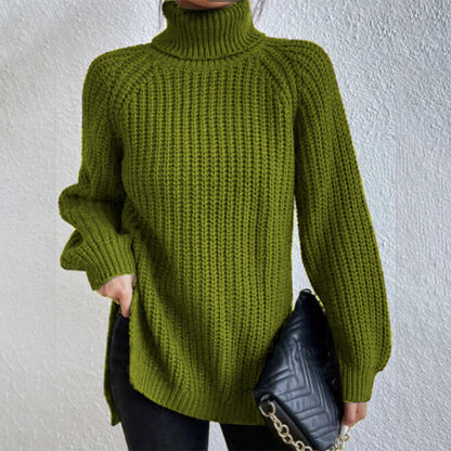 Women's Elegant High Neck Sweater Comfortable Wool Blend 14