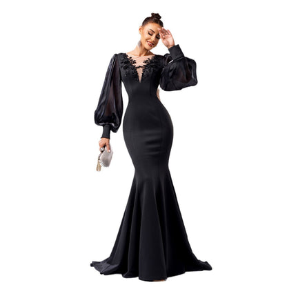 Women's Elegant Fishtail Formal Dress with Applique Detail Polyester 6