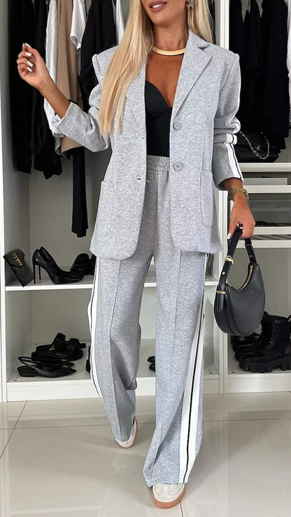 Women's Elegant Long Sleeve Casual Suit with Notched Collar 4