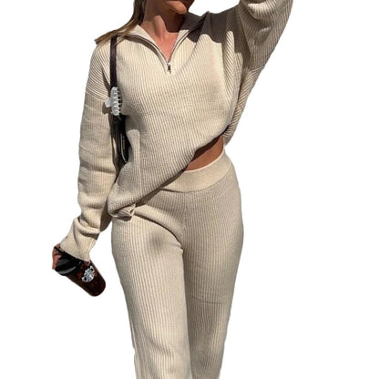 Women's Loungewear Set with Elegant Collar Soft Knit for Everyday Comfort 4