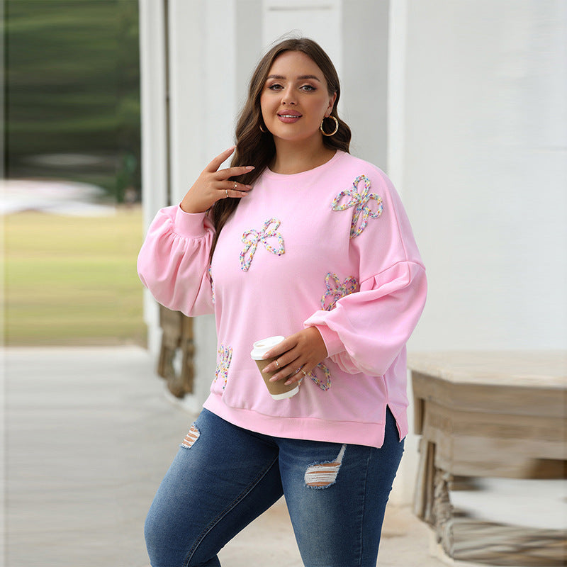 Women's Casual Loose Fit Pullover Sweatshirt with Bow Detail Polyester 8