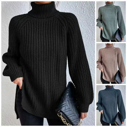 Women's Elegant High Neck Sweater Comfortable Wool Blend 1
